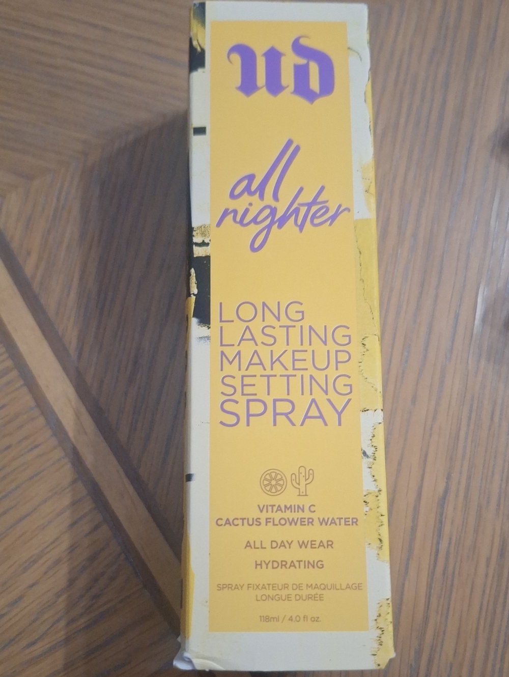 Urban Decay All Nighter Long-Lasting Makeup Setting Spray - Yellow & Purple Text